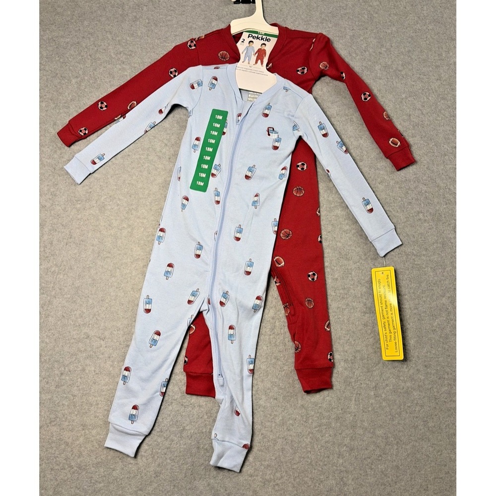 Pekkle 2-pack Sleepers - Popsicles & Sports Balls - 18M - NWT